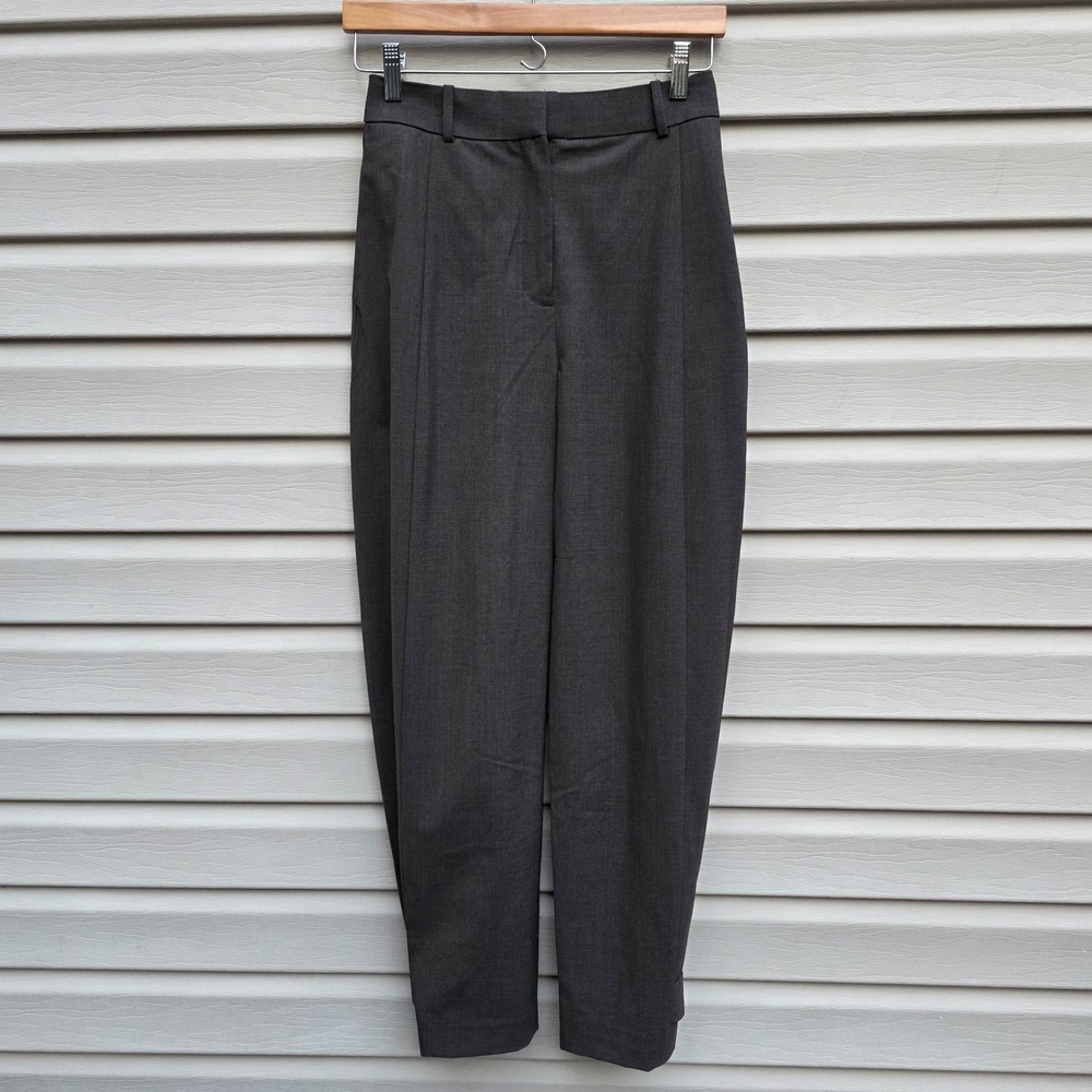 Aritzia Babaton Chamber Pant Wool Wide Barrel Leg Convertible Hem‎ Brown Size 0